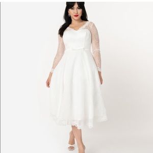 Unique Vintage Tea Length Wedding Dress